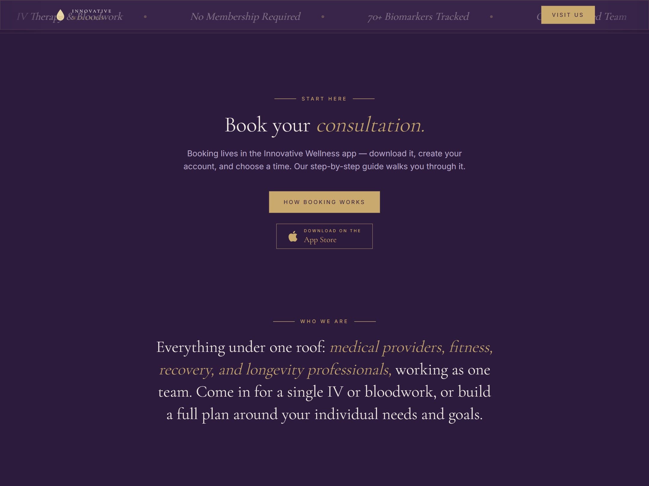 Book your consultation — booking through the Innovative Wellness app